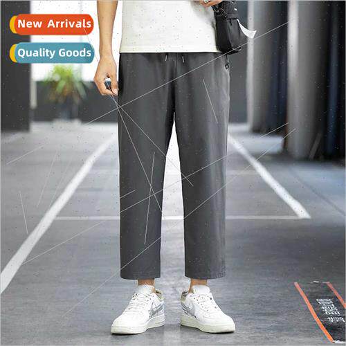 Ice silk pants men HK draping fashion nine-minute pants stra