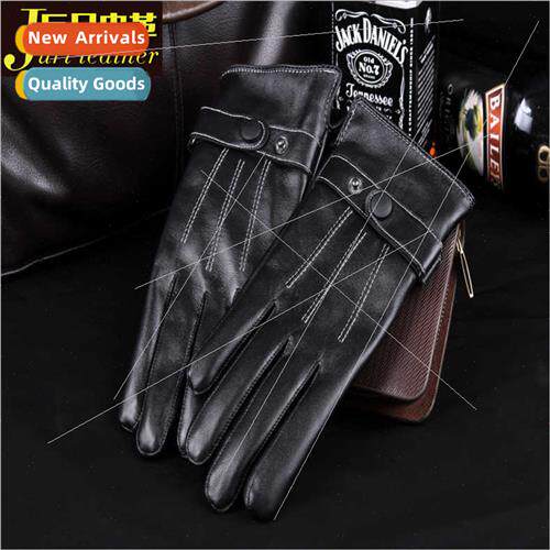 Autumn winter padded leather gloves cycling driving leather