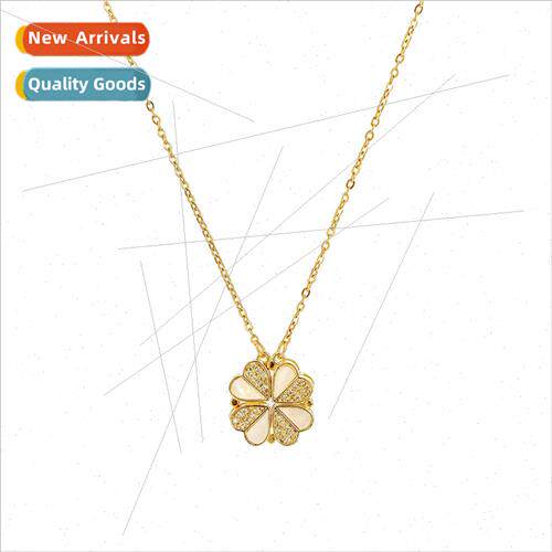 ins creative a two wear love shell four leaf clover necklace