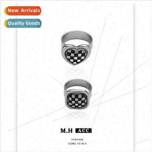 ring checkerboard whe fashion women Black
