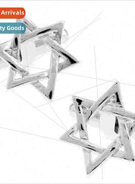 Vegan Metal Series lver Hexagram Cufflinks Personalized Men