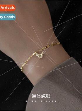 S925 silver thin bracelet girls 2023 new ins niche butterfly