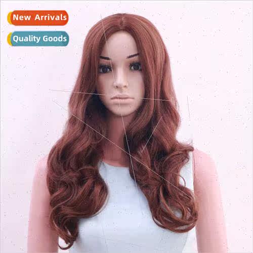 Wig women long curly hair African Europe high temperature si