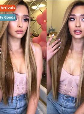 2019 New Europe Medium Long Bleached Dyed Gradient Women Lon