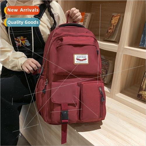 Schoolbag female ins wind Korean campus backpack large capac