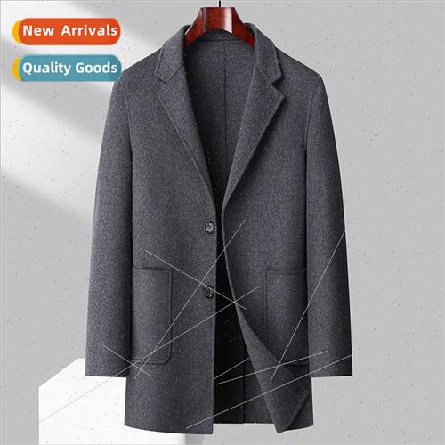 Double-sided tweed coat men short winter youth Korean Slim w