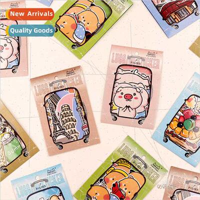 Construction food piggy raccoon luggage stickers large size