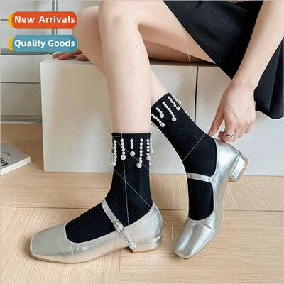 Socks female Korean  personaly paragraph pearl stockings fal
