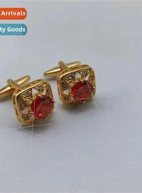 Men Crown Amethyst Cufflinks Copper Fashion Business Accesso