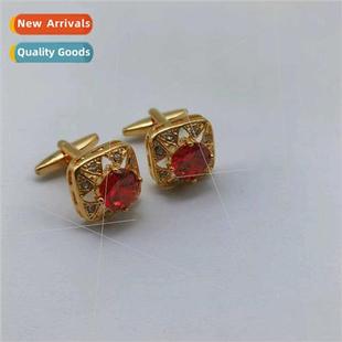 Men Crown Amethyst Cufflinks Copper Fashion Business Accesso