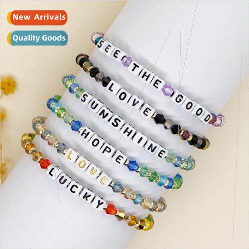 Wind Colorful Crystal Beads Square Letter Beads Handmade Bea