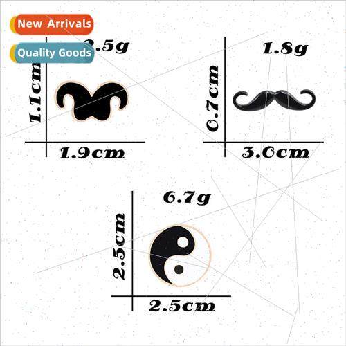 diy fun beard corsage alloy lapel pin Tai Chi Bagua black oi