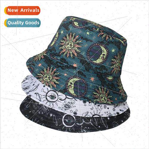 New cosmic star sun moon eyes basin hat hip hop set retro fi
