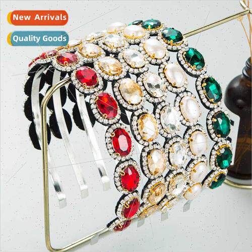 Hair bands new baroque retro simple round glass drill versat