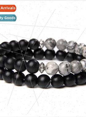 2pcs Wooden Bead Bracelet Black Frosted Charms Men Bracelet