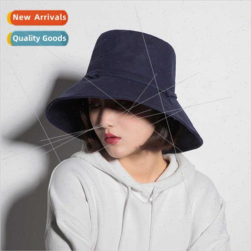 Summer hat female solid color cotton linen cap foldable larg