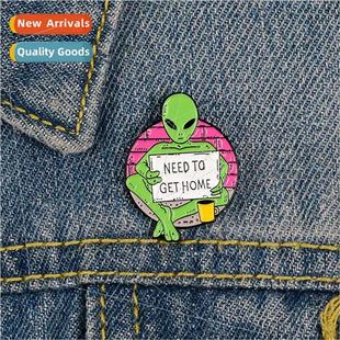 Collar Backpack HOME GET NEED Badge Pin Alien Creative