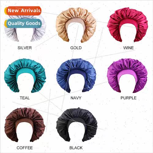 Oversized Satin Sleeping Hat Wide Leather Solid Color Round