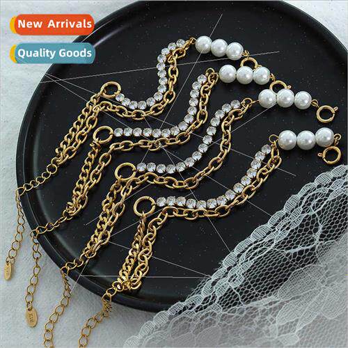 Europe ins fashion nd imation pearl zirconia bracelet tanium