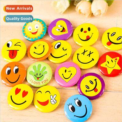 Custom tinplate pin badge advertising smiley face acrylic ba