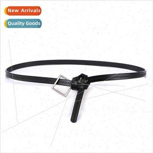 decoration belt thin Women cowhide skirt leather knot