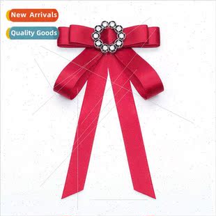bow fabric brooch tie rhinesto Korean vintage decorative
