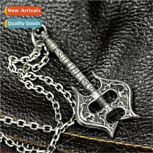 New Punk Viking Double Edged Axe Pendant Necklace Men Punk H