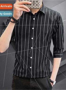 2022 new striped shirt men long-sleeved seven shirt jacket s
