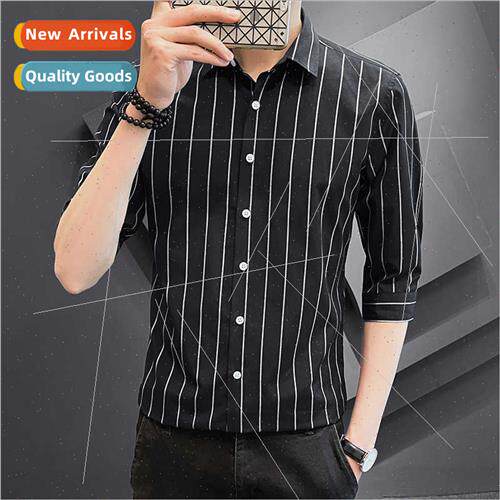 2022 new striped shirt men long-sleeved seven shirt jacket s