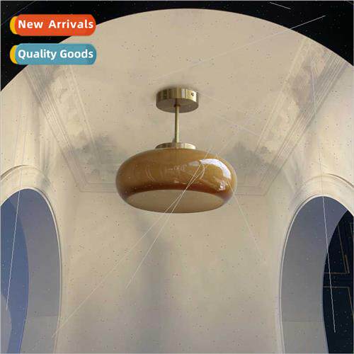 Vintage brass glass ceiling light chandelier entry bathroom