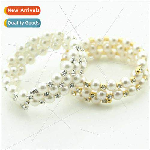 Fashion Hand Jewelry Women Rhinestone Pearl Bracelet Two Col