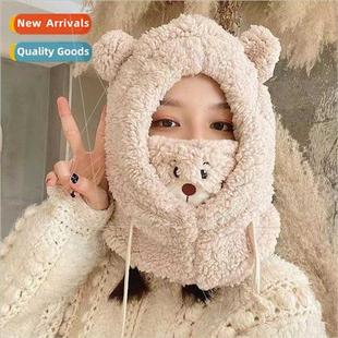 fall female winter cute plus Bear thunderbolt hat