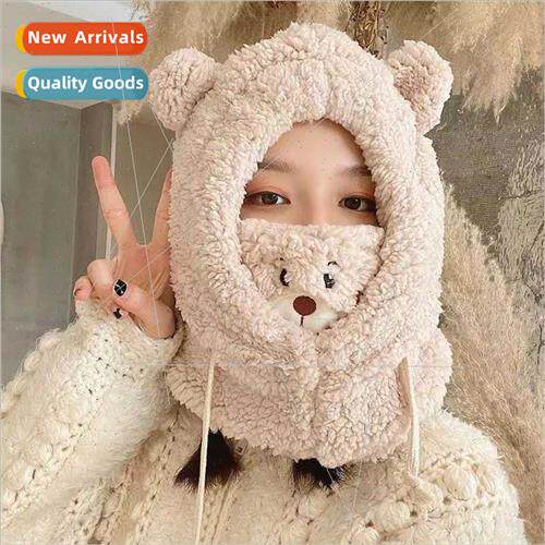 Bear hat female fall winter cute thunderbolt hat winter plus