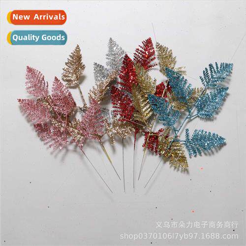 7pcs empty mesh Persian leaves Faux Christmas gold dust flow
