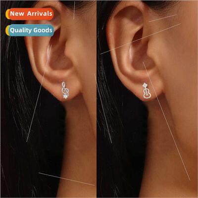 Notes violin hollowed out earrings exquise creative sense sm