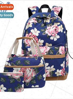 New Korean printing shoulder bag female USB computer backpac