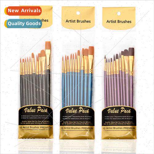 Nylon Paint Brushes 10pcs Pearlescent Blue Rods Nylon Hair C