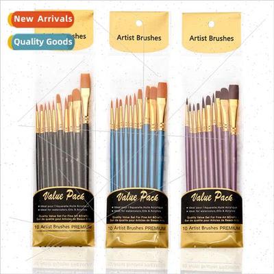 Nylon Paint Brushes 10pcs Pearlescent Blue Rods Nylon Hair C