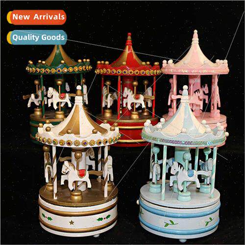 Creative Christmas decorations wooden octave box rotating am