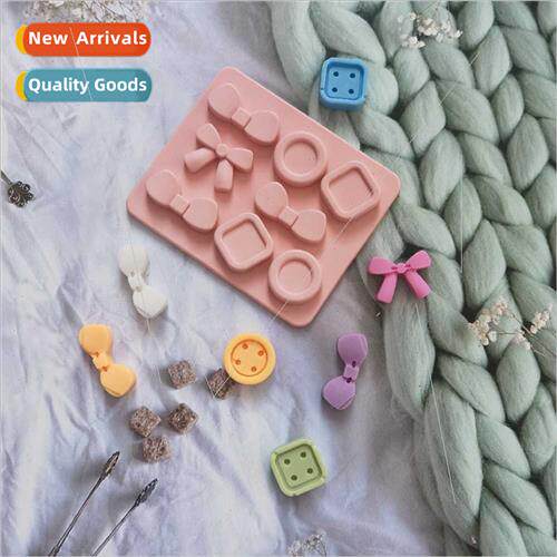 licone bow button chocolate jelly pudding soap cake mold bak