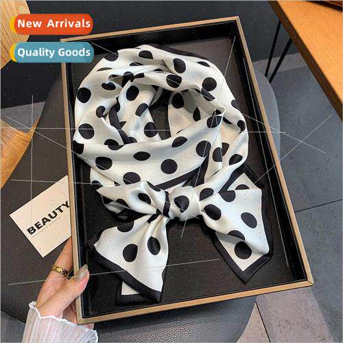 2021 new polka dot printed silk scarf early fall shirt small