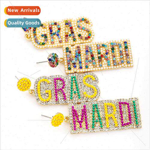 Jewellery new tricolour carnival letters MARDI GRAS earrings