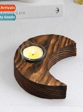 Vintage Wooden Crescent Candle Holder mple Modern Candle Cup