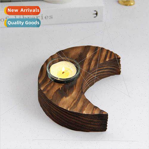 Vintage Wooden Crescent Candle Holder mple Modern Candle Cup