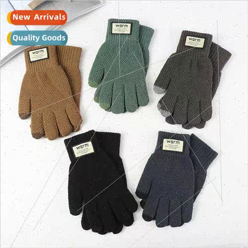 Woolen gloves knted high-grade handsome men winter warm touc