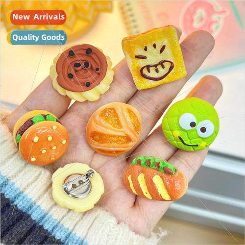 Korean cute simulation hamburger brooch ins wind badge pin c