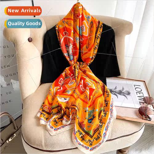 2021 new retro fashion printing imation silk scarf early fal