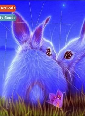 Diamond painting new DIY two rabbs full round diamond handma