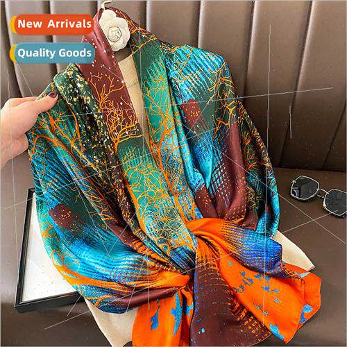 Autumn winter Chinese Tree fe simulation silk oversized long