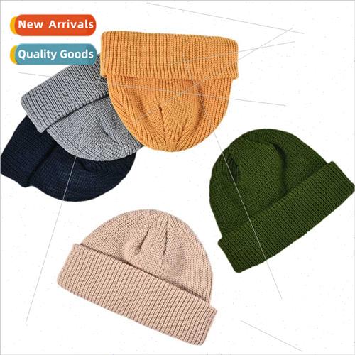 Korea autumn winter knted cap solid color thickened warm woo